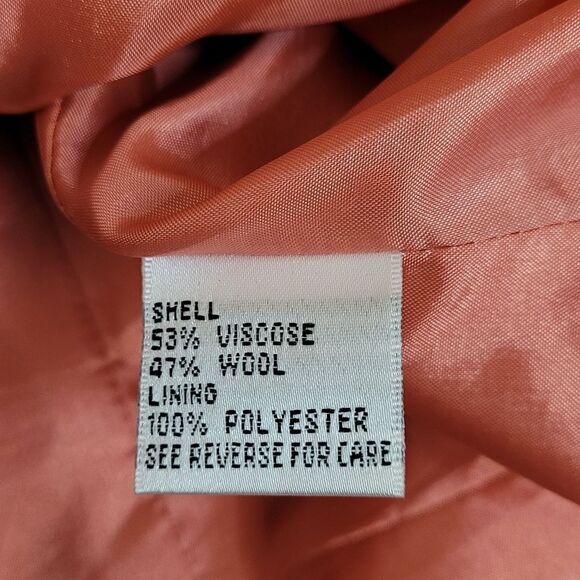 VINTAGE 90s‎ Talbots coral wool blend short button up blazer jacket XL - Picture 6 of 8